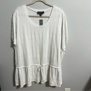 Lane Bryant White Textured Blouse